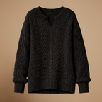 Women's oversized v-neck thick cable sweater Fashion Grand