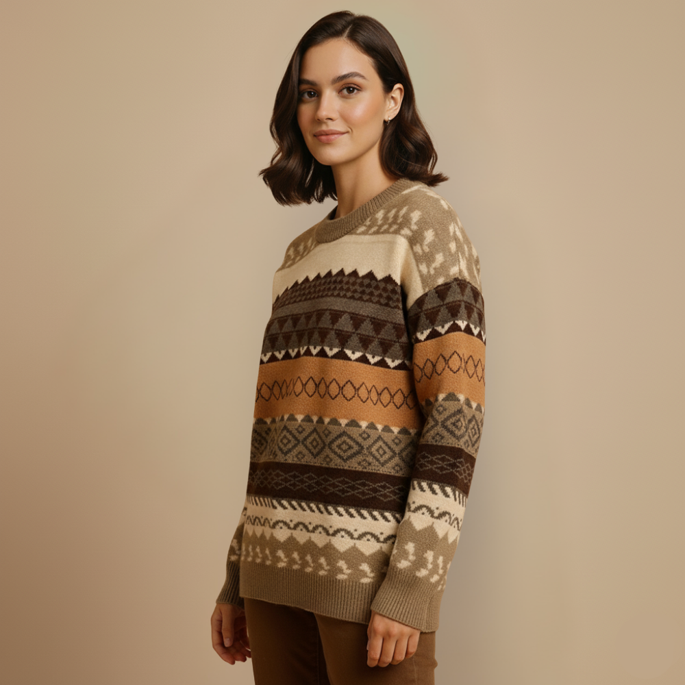 Women's Fair Isle Pattern Knit Pullover Fashion Grand