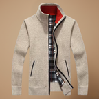 Men's full zip up high collar knit jumper Fashion Grand