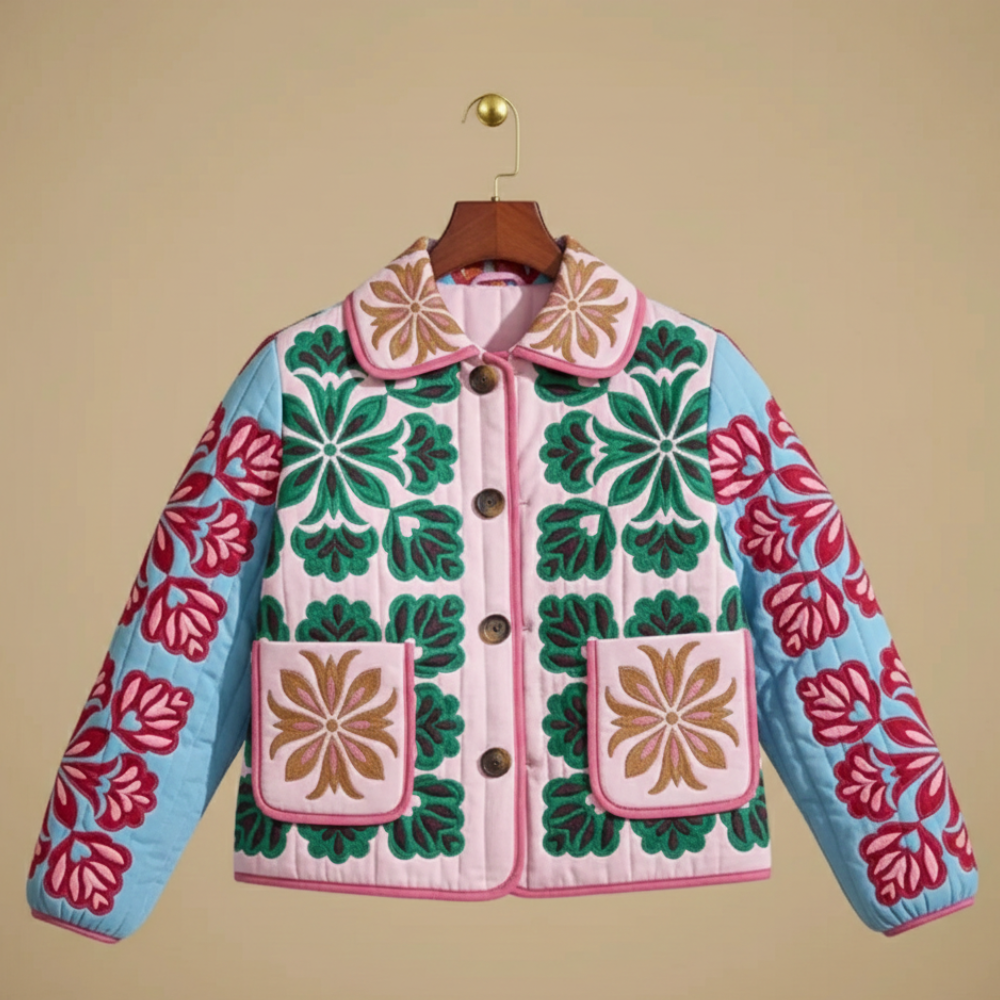 Women's floral print quilted cardigan Fashion Grand