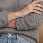 Crew Neck Knitted Sweater with Chest Pocket for Women Fashion Grand