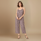 Women’s casual chic leopard print wide leg jumpsuit Fashion Grand
