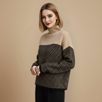 Stylish High Neck Colour Block Warm Jumper Fashion Grand