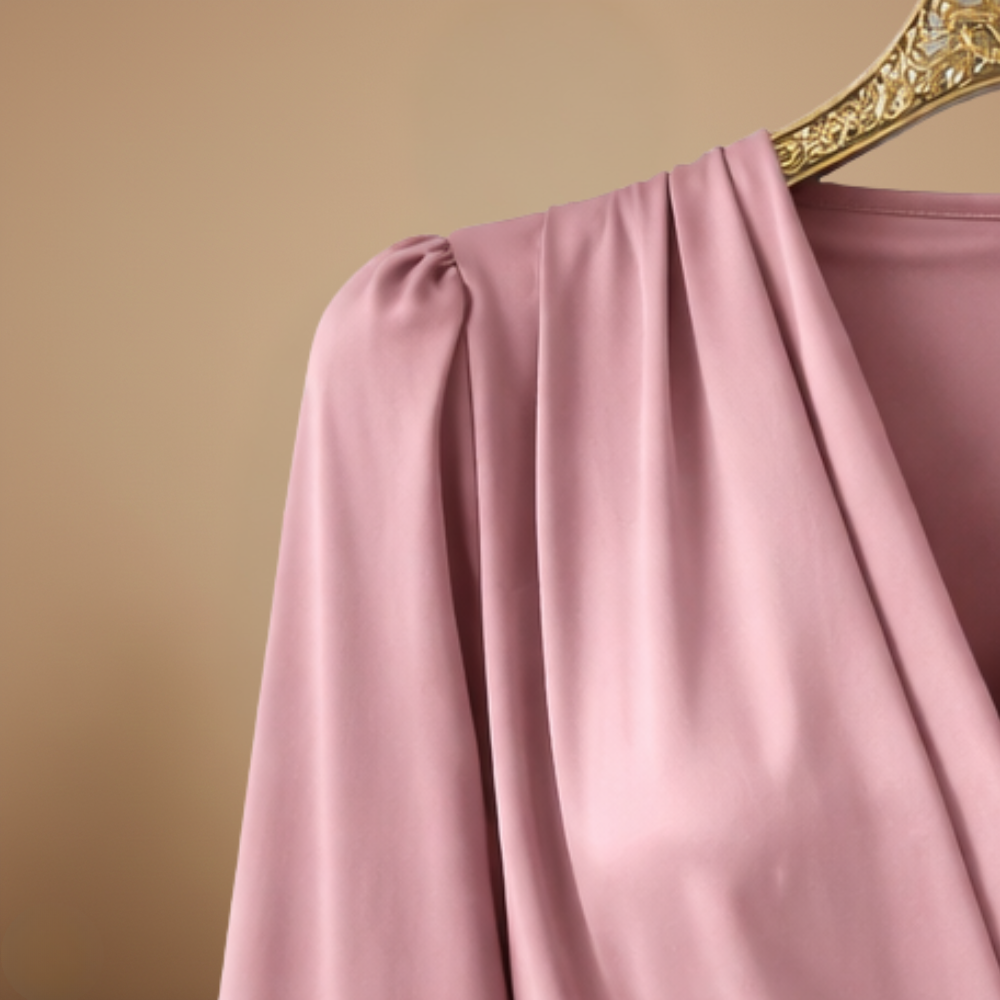 Women's v neck long lantern sleeve blouse Fashion Grand