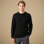 Men Relaxed Cable Knit Round Neck Sweater Fashion Grand