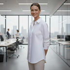 Women's elegant v-neck button up shirts