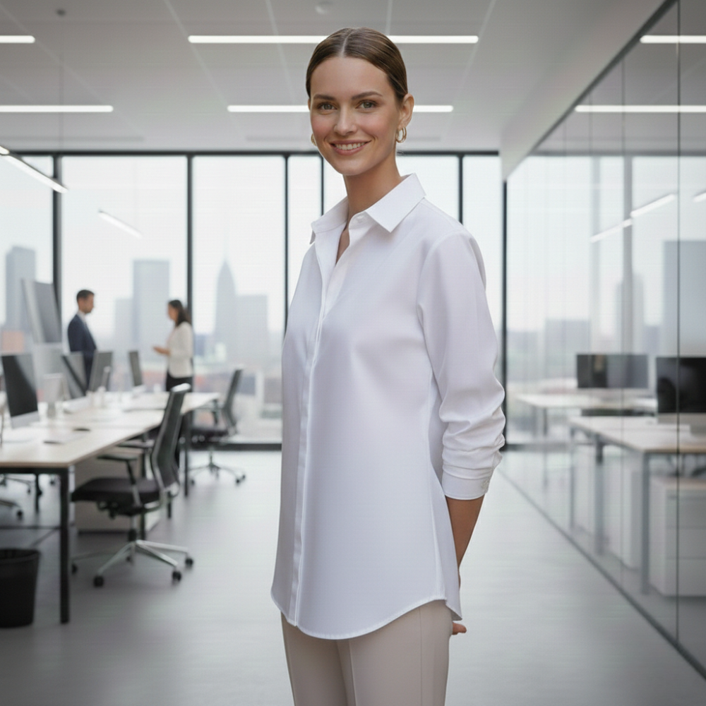 Women's elegant v-neck button up shirts