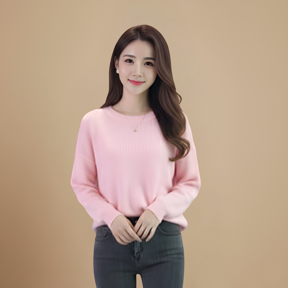 Loose Fit Round Neck Pullover Sweater for Women Fashion Grand