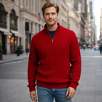 Men's casual zip turtleneck knitted pullover jumper Fashion Grand