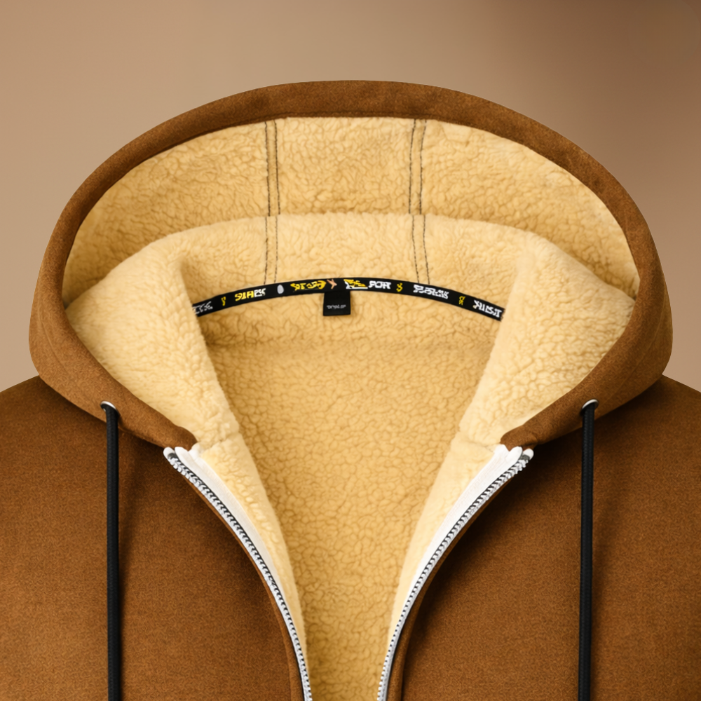 Casual Thick Fleece Lined Hoodie Jacket Fashion Grand