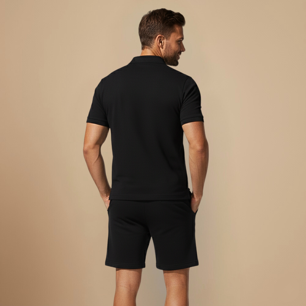 Men Summer Knit Polo Shorts Two Piece Set Fashion Grand