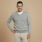 Men V-Neck Cotton Knit Sweater Fashion Grand