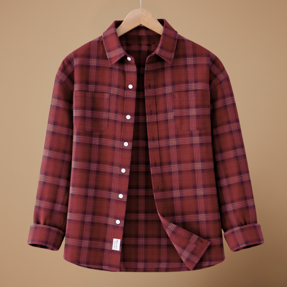 Men's plaid long sleeve shirt with button front closure Fashion Grand