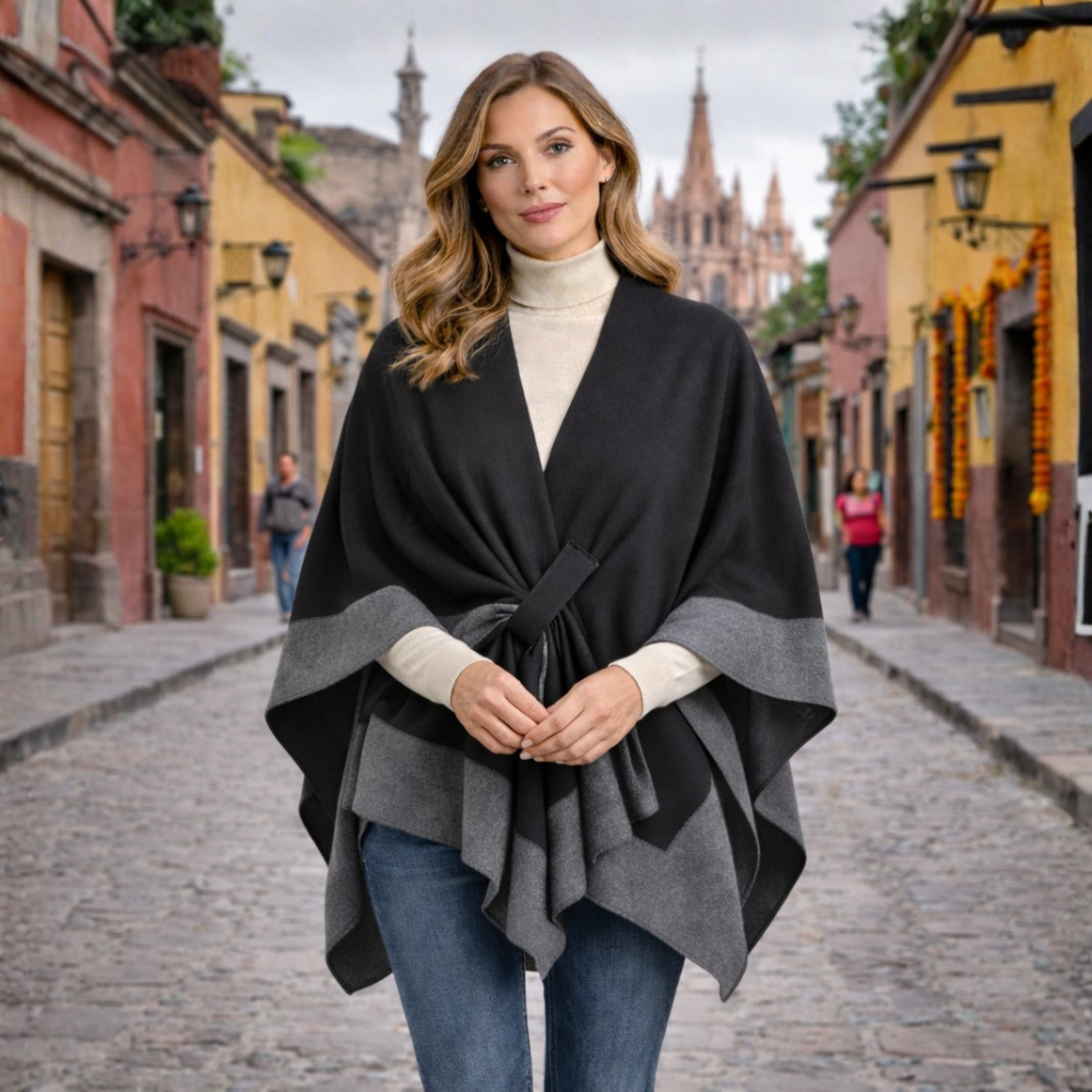 Women's warm double-sided shawl with cloak design Fashion Grand