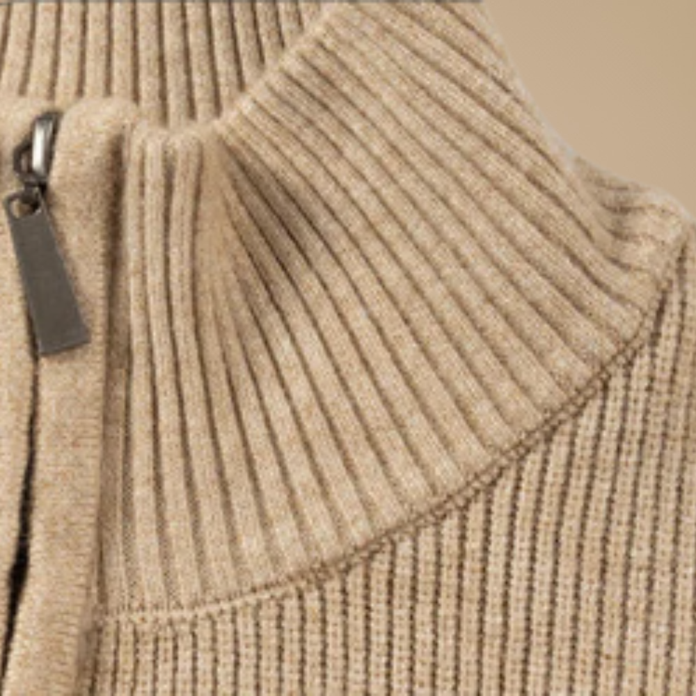 Men's zip collar knit long sleeve sweater Fashion Grand