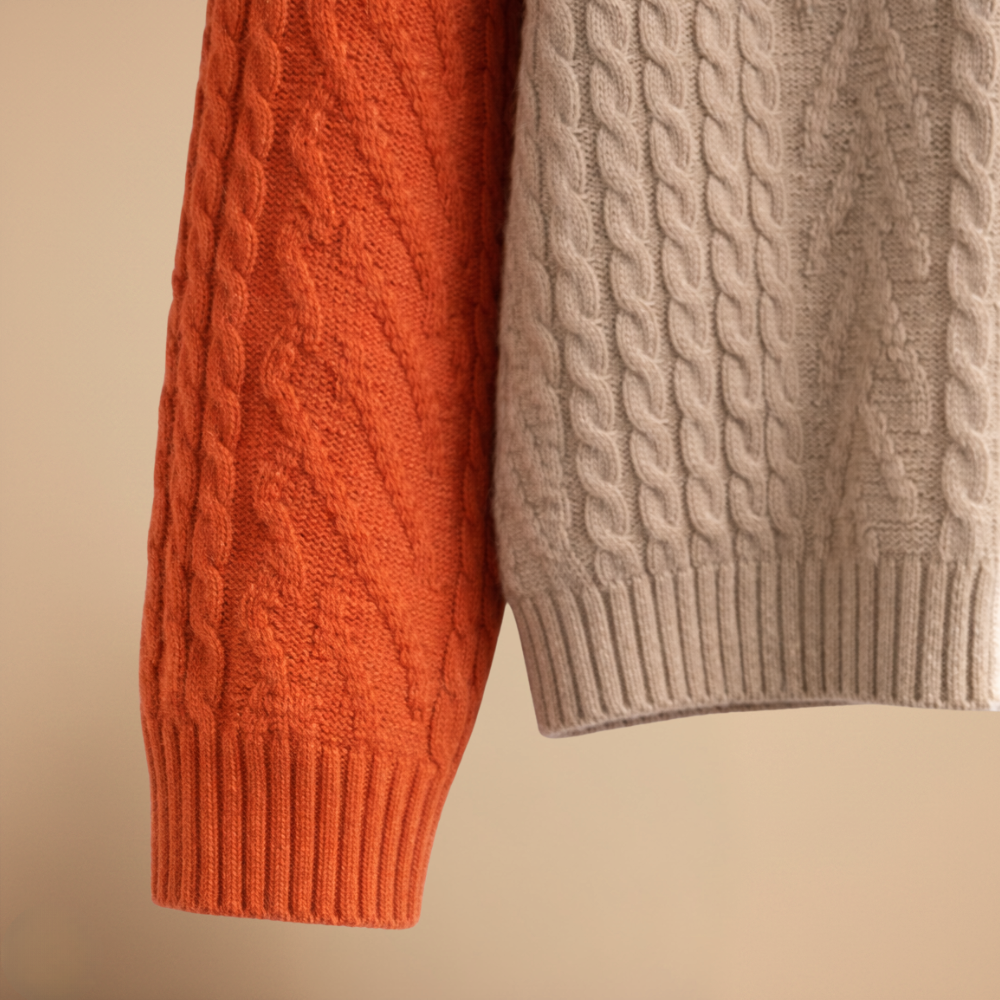 Cute Patchwork Cable Knit Casual Sweater for Women Fashion Grand