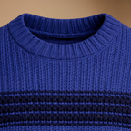 Men's striped crew neck stretch pullover sweater Fashion Grand