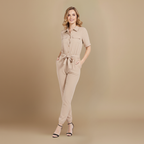 Women’s casual jumpsuit with button closure and waist tie Fashion Grand