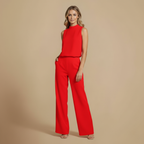 Women Elegant High Neck Wide Leg Jumpsuit Fashion Grand