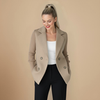 Wool Blend Double-Breasted Women's Blazer Fashion Grand