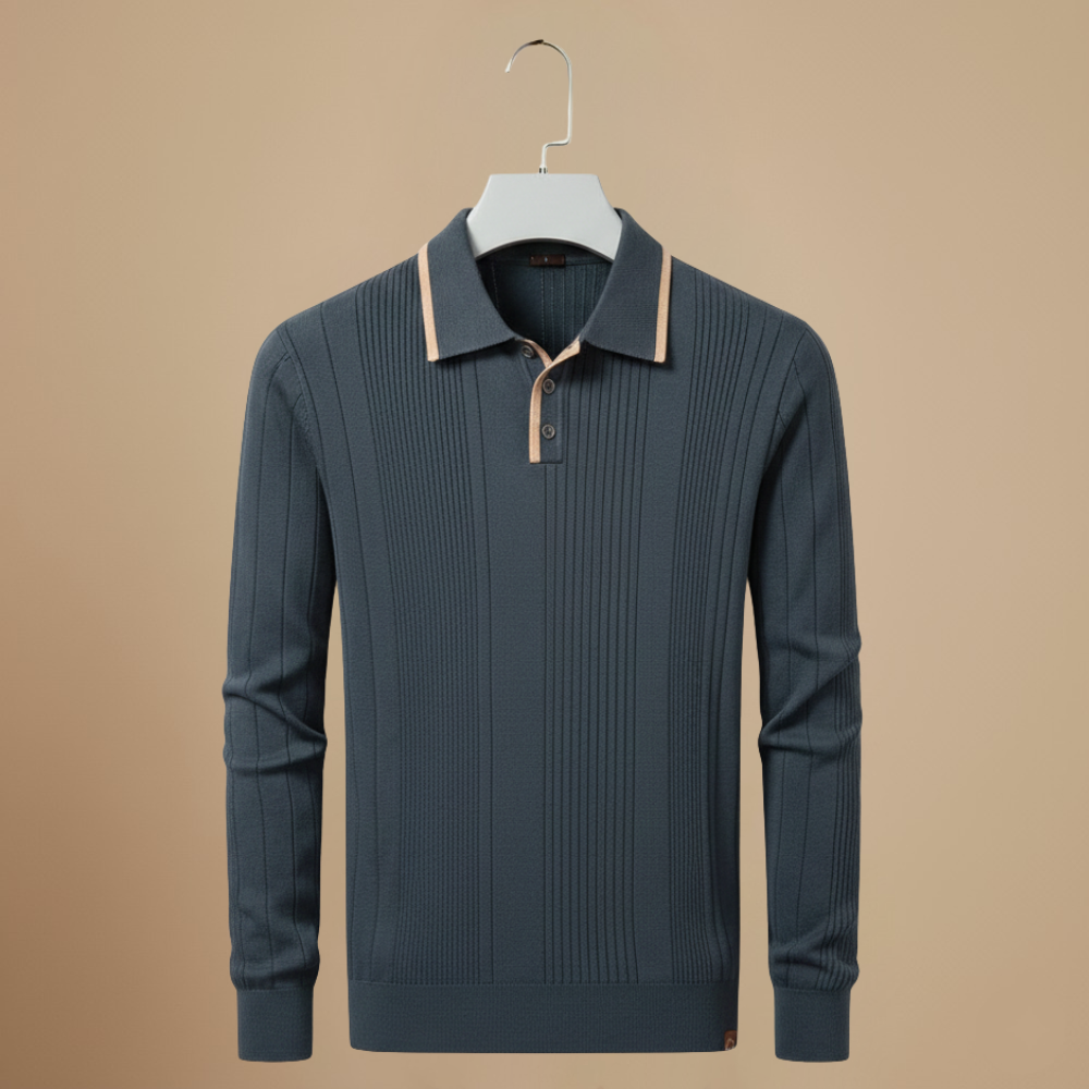 Men's button collar long sleeve polo shirt Fashion Grand