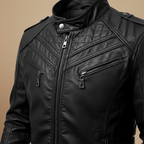 Slim Fit Zip-Up Motorcycle Jacket for Men Fashion Grand