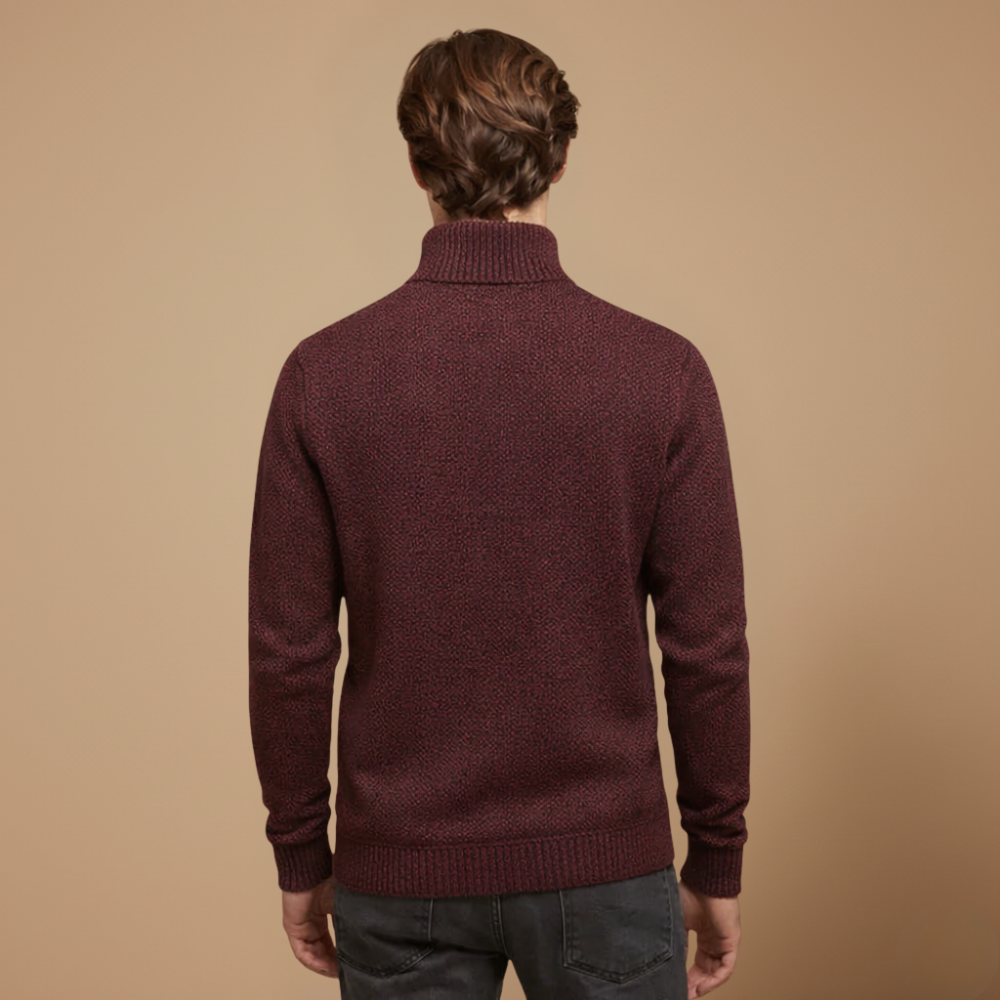 Men's half zip high collar thick knit sweater Fashion Grand