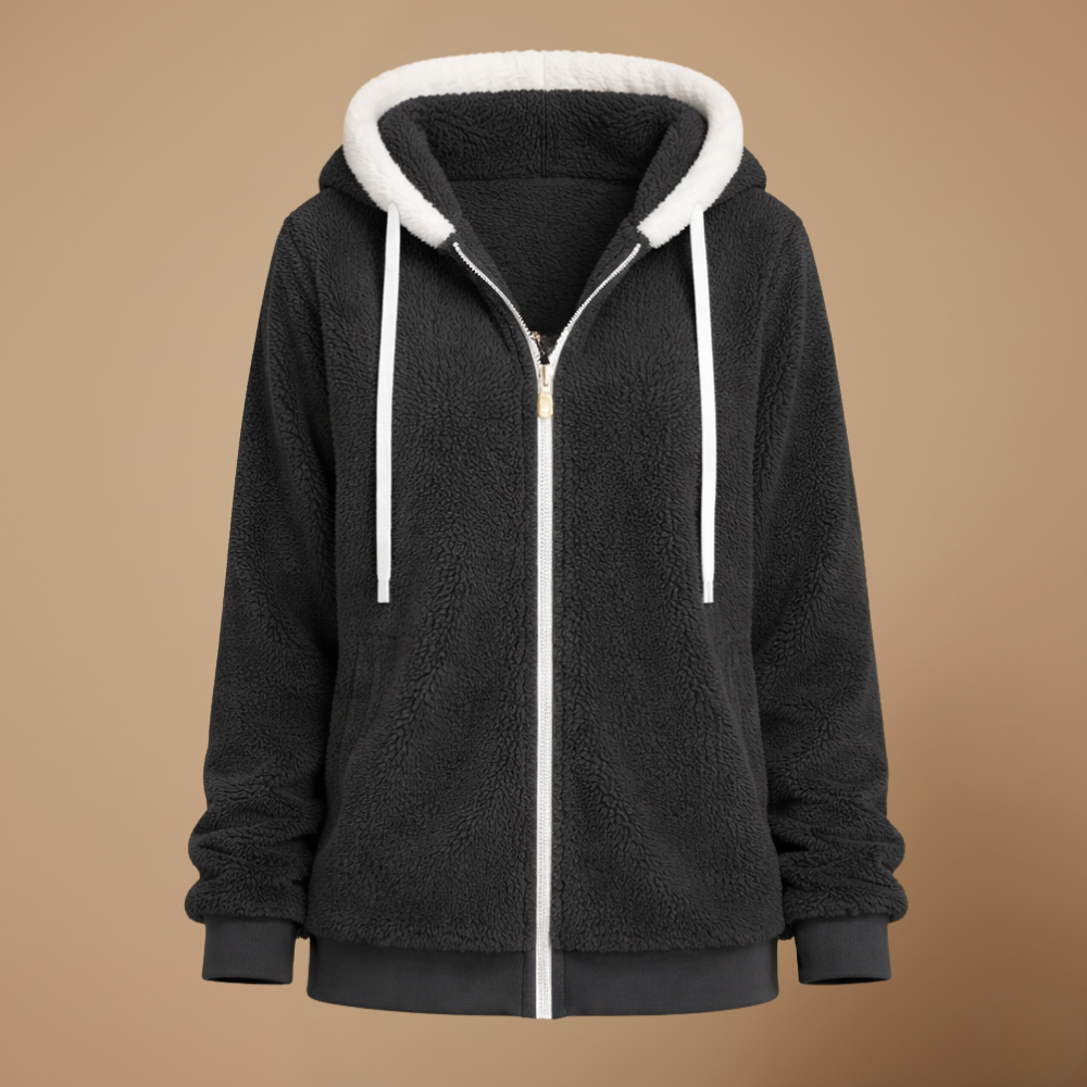 Women's warm fuzzy zip hoodie jacket Fashion Grand