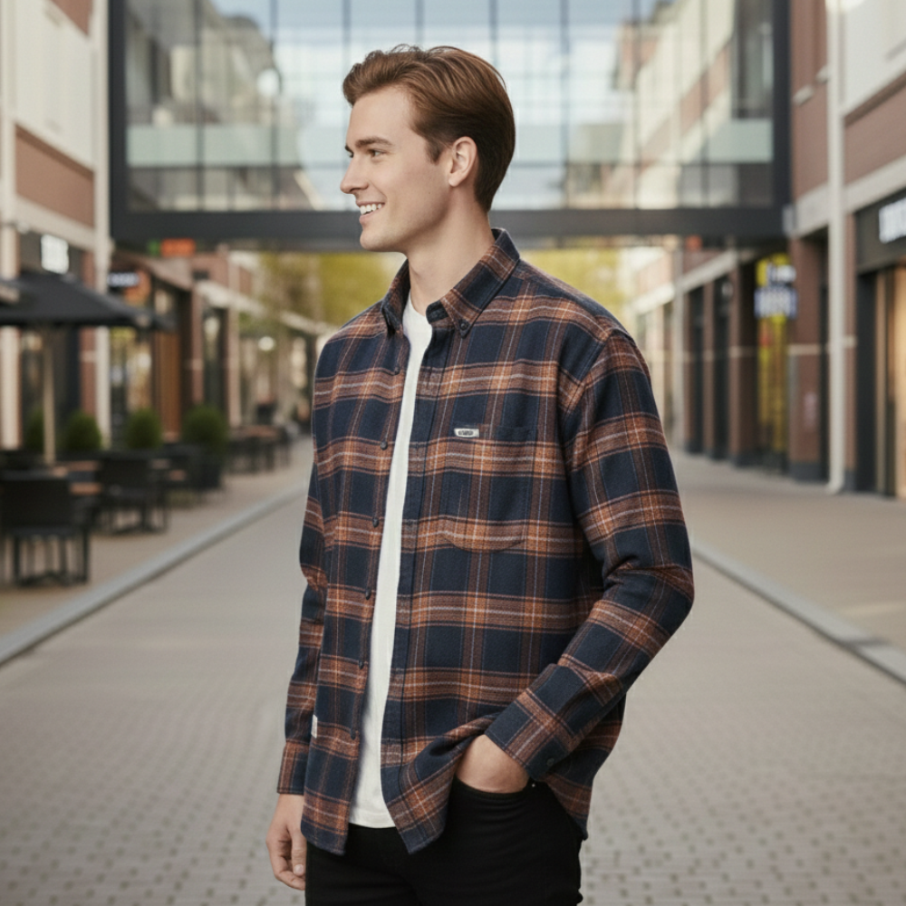 Men's classic plaid button down shirt Fashion Grand