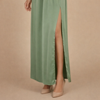Women’s summer v-neck high waist & half sleeve midi dress Fashion Grand
