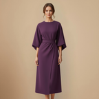 Elegant Minimalist Batwing Sleeve Round Neck Dress Fashion Grand