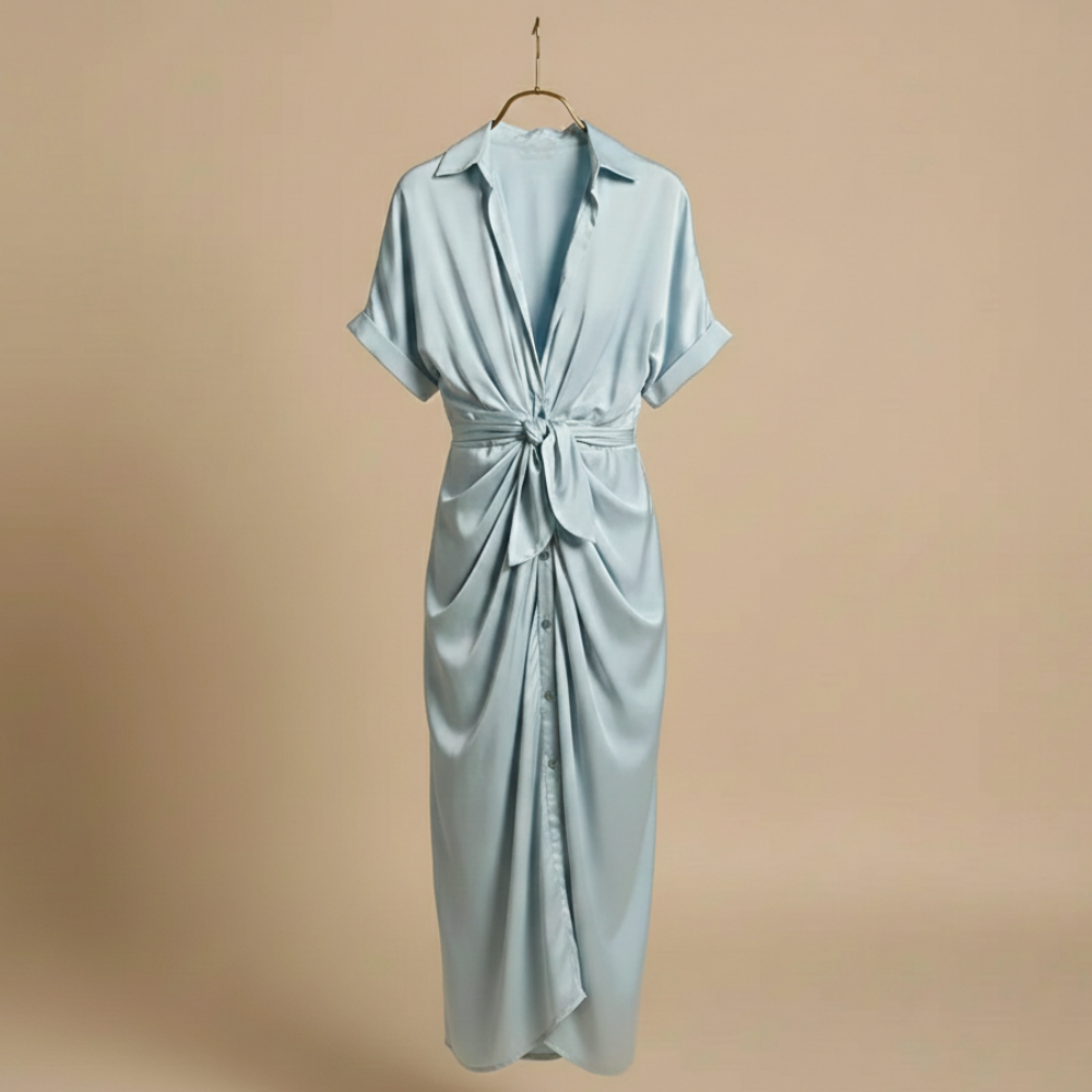 Women's midi dress with waist tie Fashion Grand