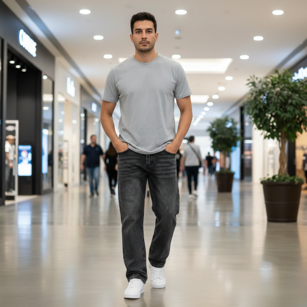 Men's classic straight leg denim jeans Fashion Grand