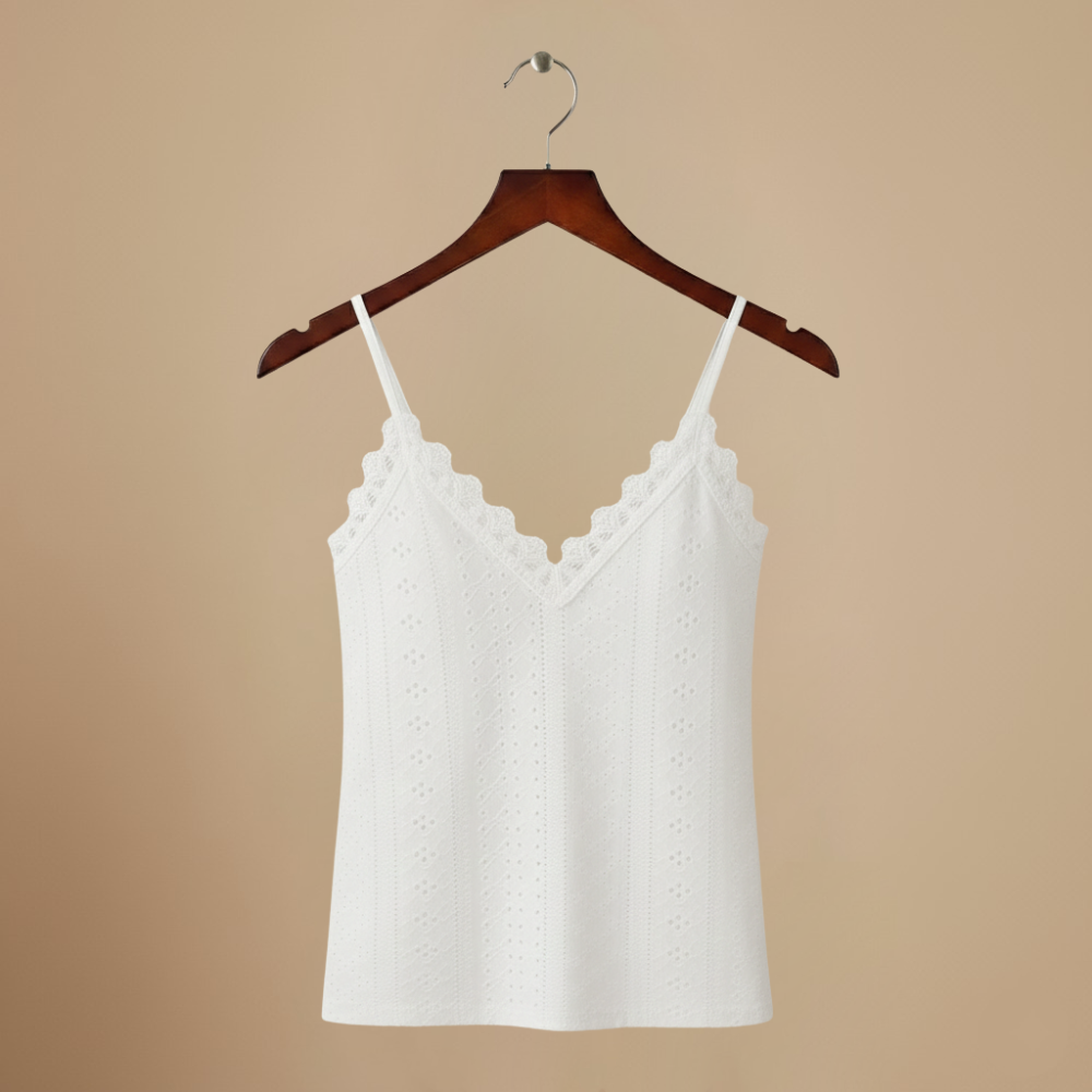 Women’s lace trim v-neck cropped camisole top Fashion Grand