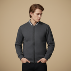 Men's Waffle Knit Full Zip Bomber Jacket Fashion Grand