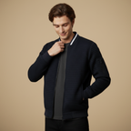 Men's Waffle Knit Full Zip Bomber Jacket Fashion Grand