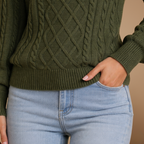 Women’s square collar buttoned long sleeve pullover jumper Fashion Grand