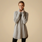 Elegant Roll Neck Knitted Tunic Sweater Fashion Grand