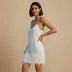 Women's Sequin Tassel Mini Dress Feather Accent Fashion Grand