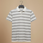 Men's striped v neck short sleeve polo shirt Fashion Grand