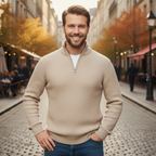 Men's zip collar knit long sleeve sweater Fashion Grand