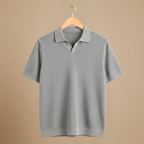Men's open collar knitted short sleeve polo shirt Fashion Grand