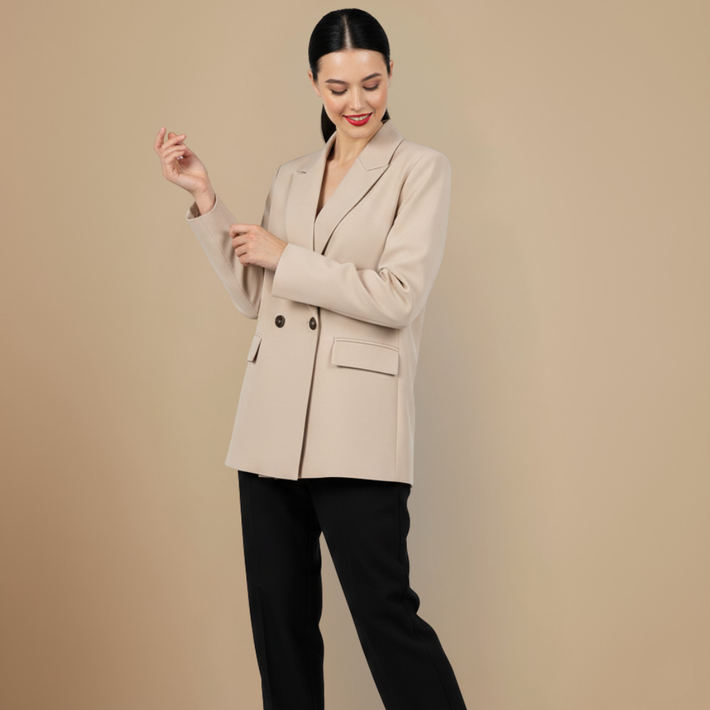 Women's Light Coloured Vintage Notched Lapel Blazer Fashion Grand