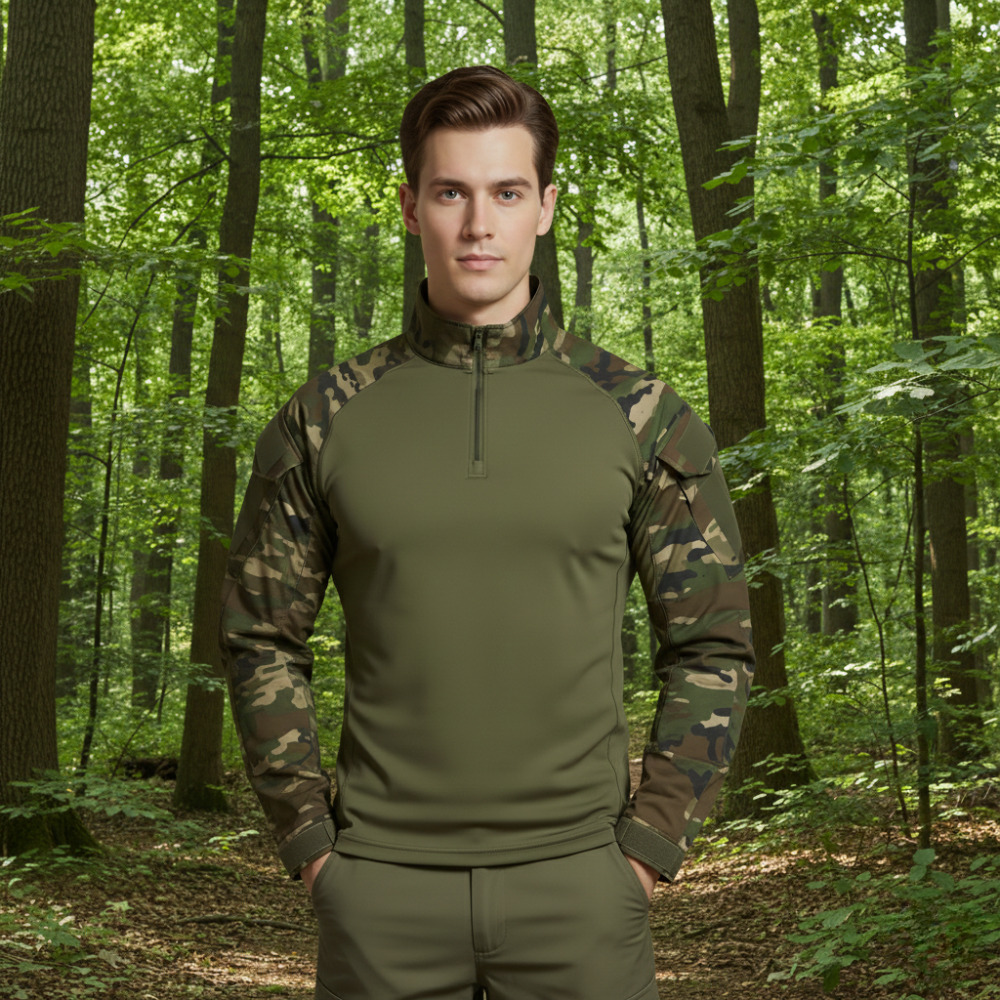 Men's tactical half zip up long sleeve shirt