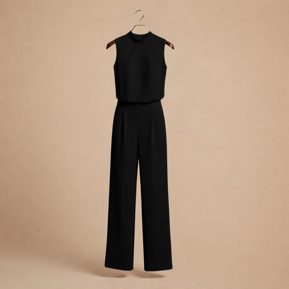 Women Elegant High Neck Wide Leg Jumpsuit Fashion Grand