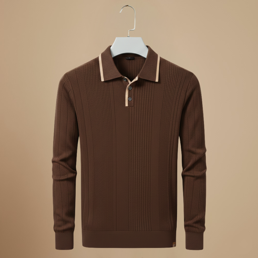 Men's button collar long sleeve polo shirt Fashion Grand