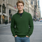 Men's casual zip turtleneck knitted pullover jumper Fashion Grand