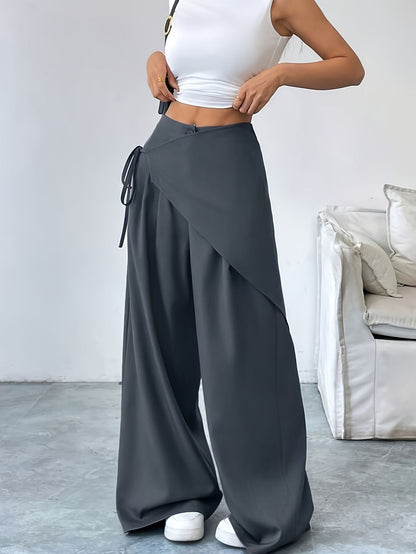 Women's Straight-Leg Drawstring Casual Trousers Fashion Grand