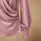 Women's v neck long lantern sleeve blouse Fashion Grand