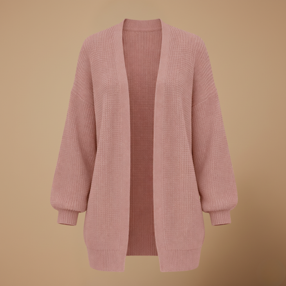 Women's chunky knit balloon sleeve open cardigan Fashion Grand